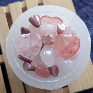 🩷 UnconditionaL Love BowL 🍓 Strawberry Rose & Cherry Quartz Crystals Rhodonite